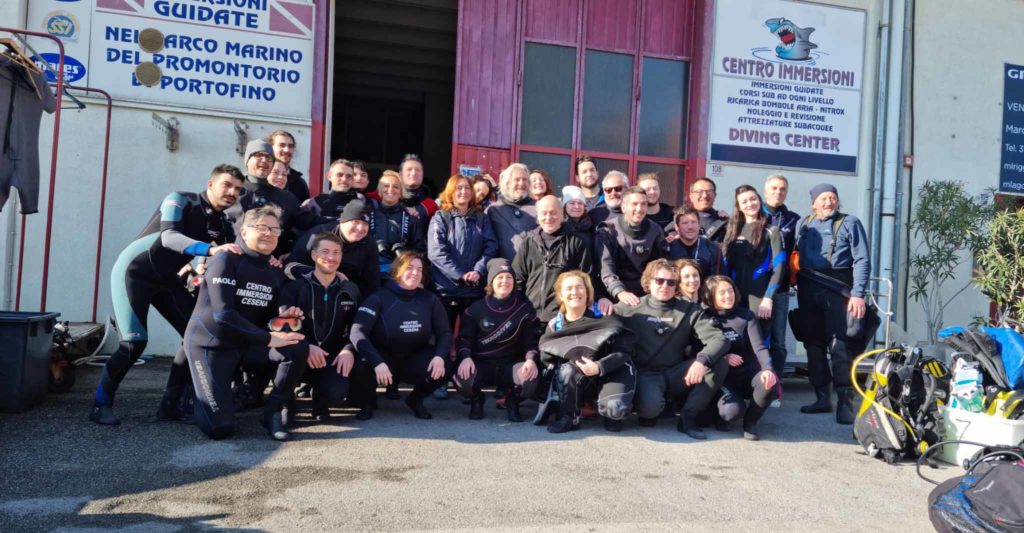 Allievi del Centro Immersioni Cesena durante gli esami a Lavagna